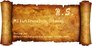 Milutinovics Simon névjegykártya